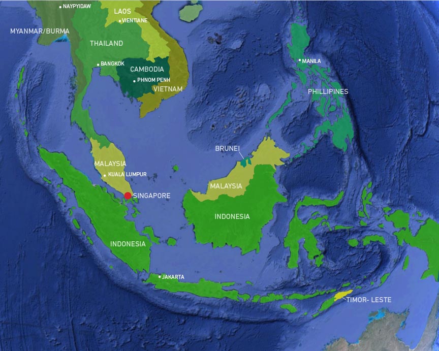 Map, Southeast Asia, Malaysia, Singapore