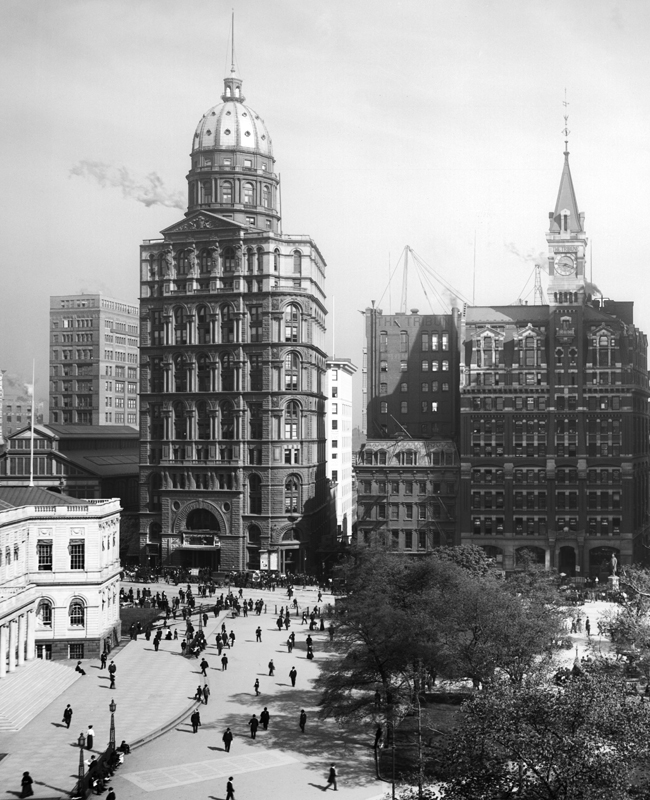 1894 Print Printing House Square New York City Hall Skyscraper