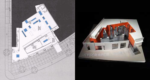 the museum plan and a model of the space